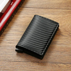 RFID Black Magic Trifold Leather Slim Mini Wallet